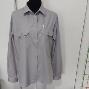 Gray Women's Button-Up Shop Shirt